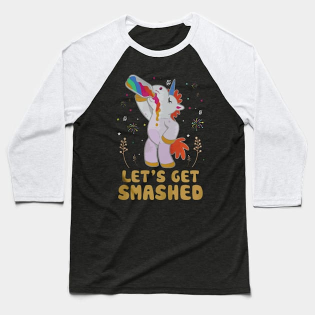 Unicorns, Let's Get Smashed T Shirt Baseball T-Shirt by finchandrewf